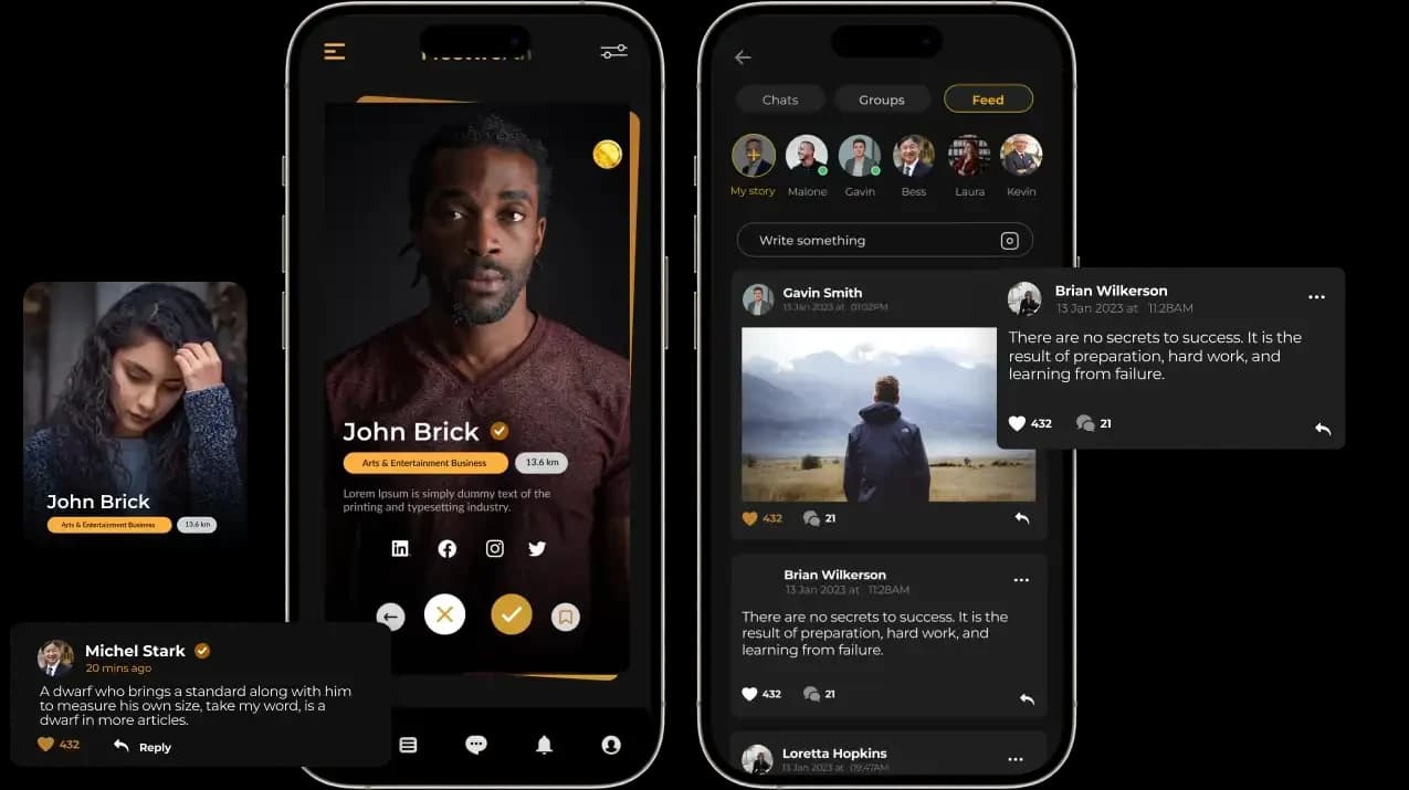 Meet Worth profile creation screens